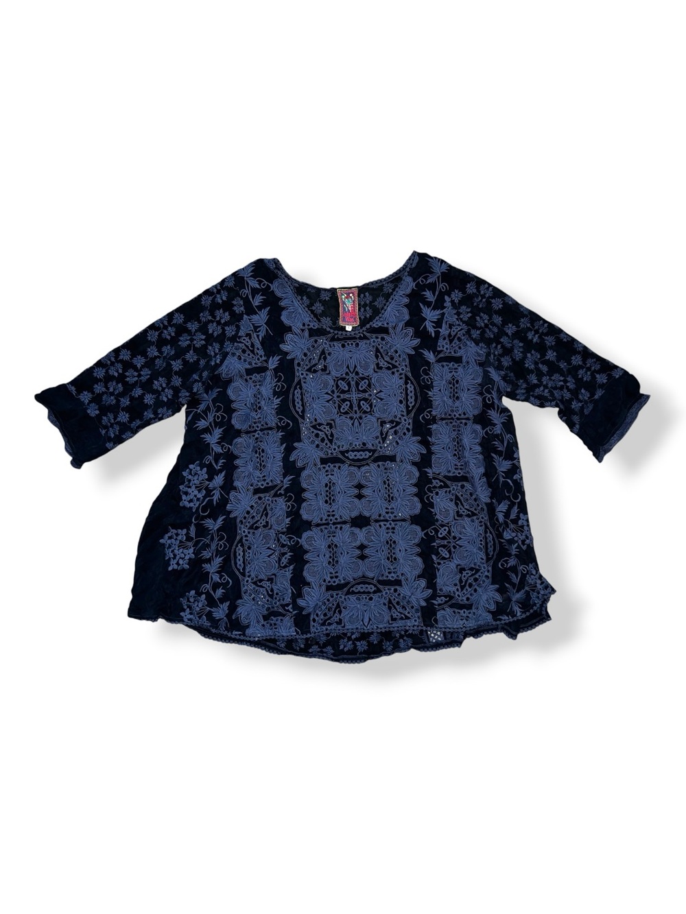 Johnny Was Blouse Georgette Eyelet Top  Size L